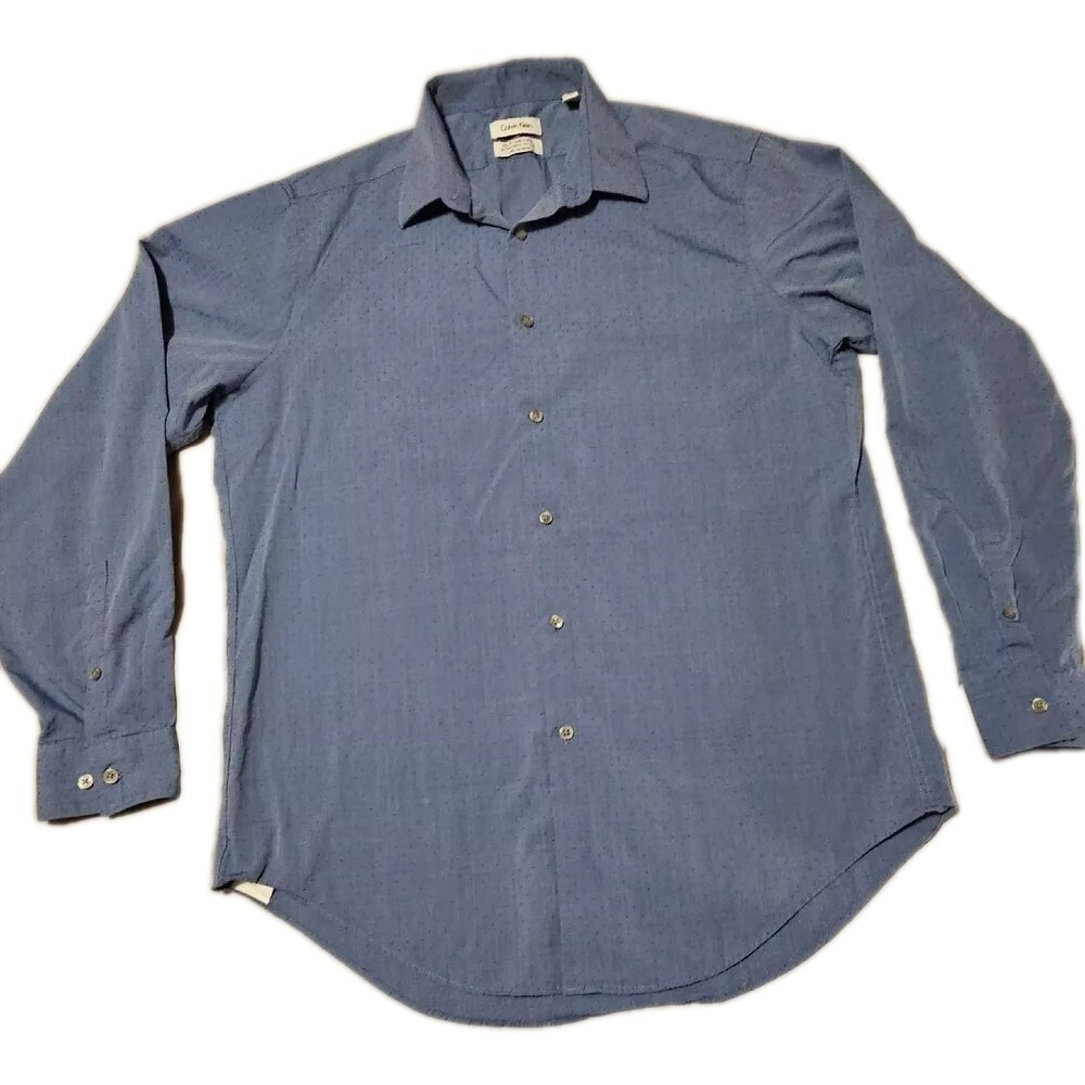 Calvin Klein Slim Fit 100% Cotton Long Sleeve Dress Shirt Mens Size 16.5 NonIron